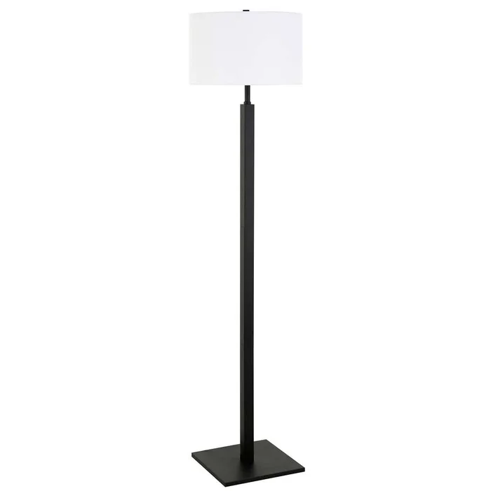 Hudson & Canal – Flaherty 62.32in Tall Floor Lamp with Fabric Shade in Blackened Bronze/White – FL1212