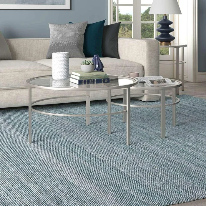 Hudson & Canal – Gaia Round Nested Coffee Table in Satin Nickel – CT0053