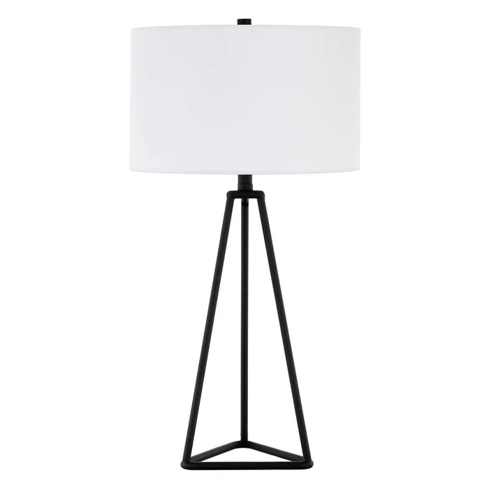 Hudson & Canal – Gio 26.13in Tall Table Lamp with Fabric Shade in Blackened Bronze/White – TL0520