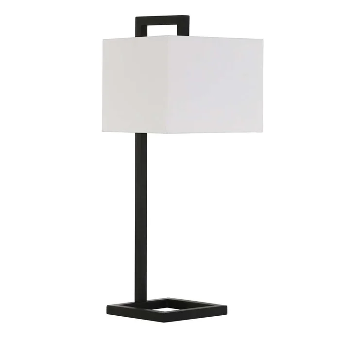 Hudson & Canal – Grayson 26in Tall Table Lamp with Fabric Shade in Blackened Bronze/White – TL0566