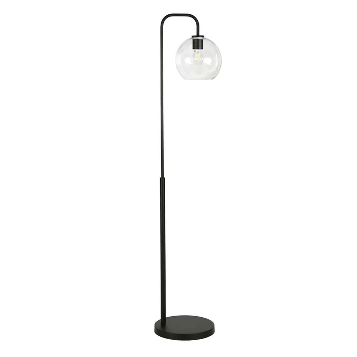 Hudson & Canal – Harrison Arc Floor Lamp with Glass Shade in Blackened Bronze/Clear – FL0293