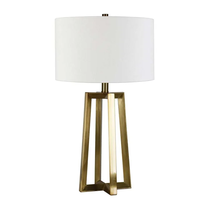 Hudson & Canal – Helena 24.5in Tall Table Lamp with Fabric Shade in Brass/White – TL0298
