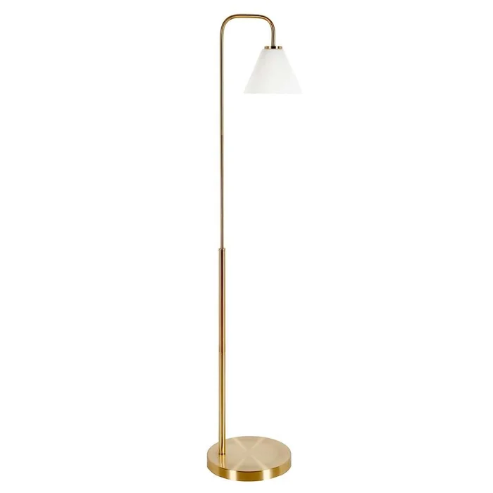 Hudson & Canal – Henderson Arc Floor Lamp with Glass Shade in Brass/White Milk – FL0777