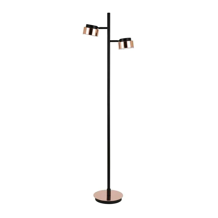 Hudson & Canal – Jex 2-Light Floor Lamp with Metal Shade in Blackened Bronze/Copper/Copper – FL0180