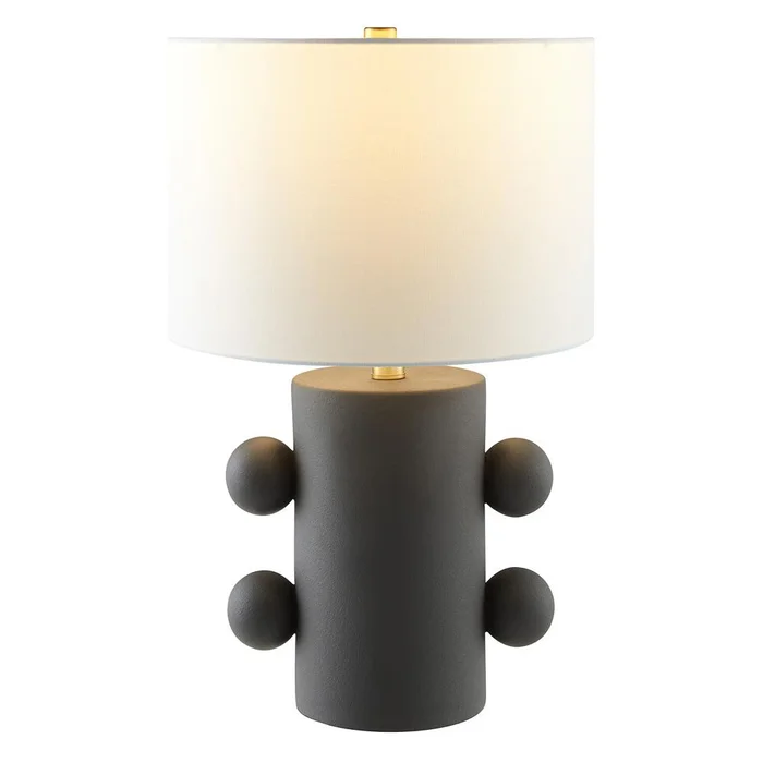Hudson & Canal – Jurrah 20in Tall Ceramic Table Lamp with Fabric Shade in Matte Black/White – TL2220