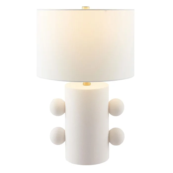 Hudson & Canal – Jurrah 20in Tall Petite Ceramic Table Lamp with Fabric Shade in Matte White/White – TL2221