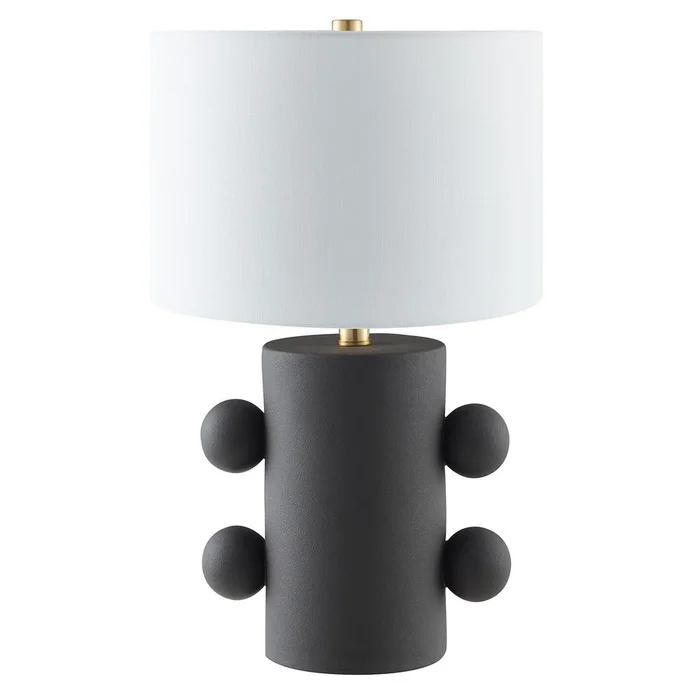 Hudson & Canal – Jurrah 27in Tall Ceramic Table Lamp with Fabric Shade in Matte Black/White – TL2218