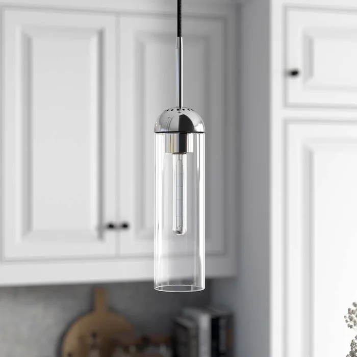 Hudson & Canal – Kagan 3.5in Wide Pendant with Glass Shade in Polished Nickel/Clear – PD0649