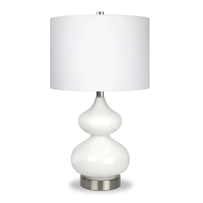 Hudson & Canal – Katrina 23.5in Tall Table Lamp with Fabric Shade in Mercury Glass/Satin Nickel/White – TL0040