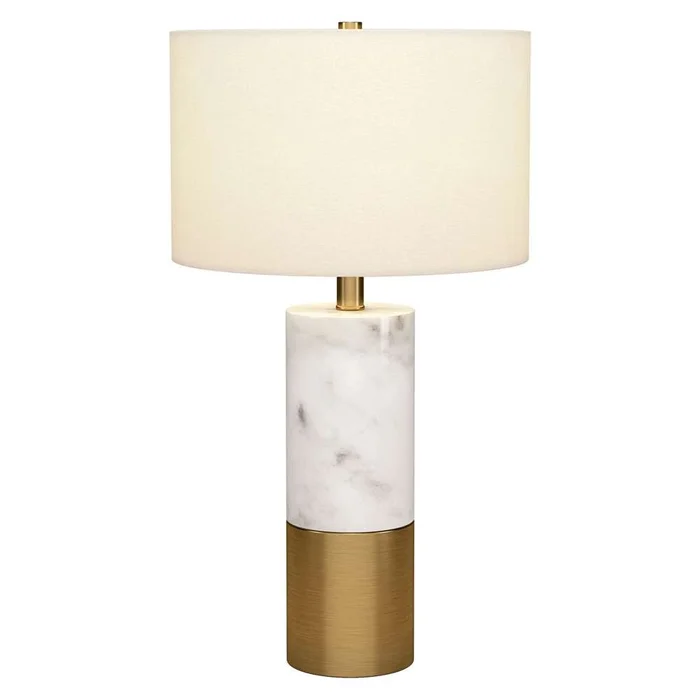 Hudson & Canal – Liana 24in Tall Table Lamp with Fabric Shade in Marble/Brass/White – TL2020