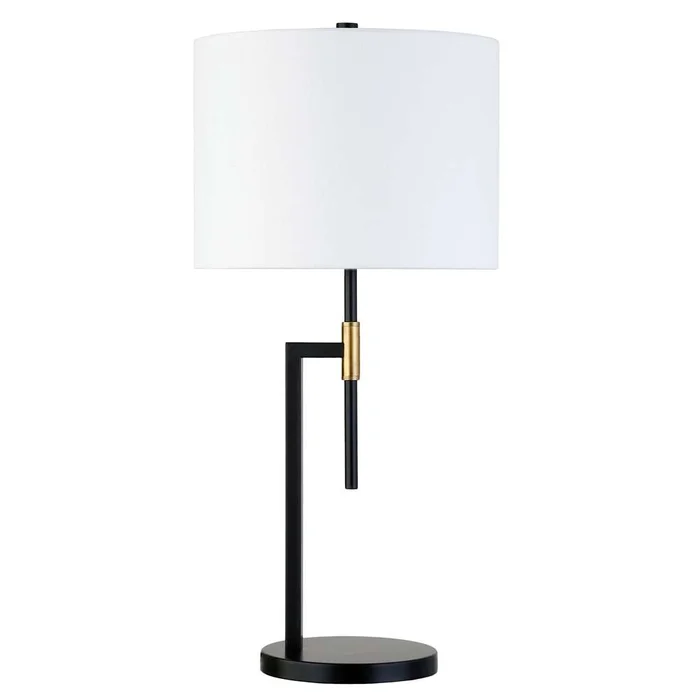 Hudson & Canal – Nico 25in Tall Table Lamp with Fabric Shade in Matte Black/Brass – TL1467