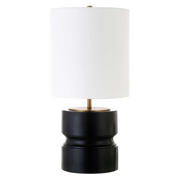 Hudson & Canal – Pax 27in Tall Table Lamp with Fabric Shade in Matte Black/Brass – TL1460