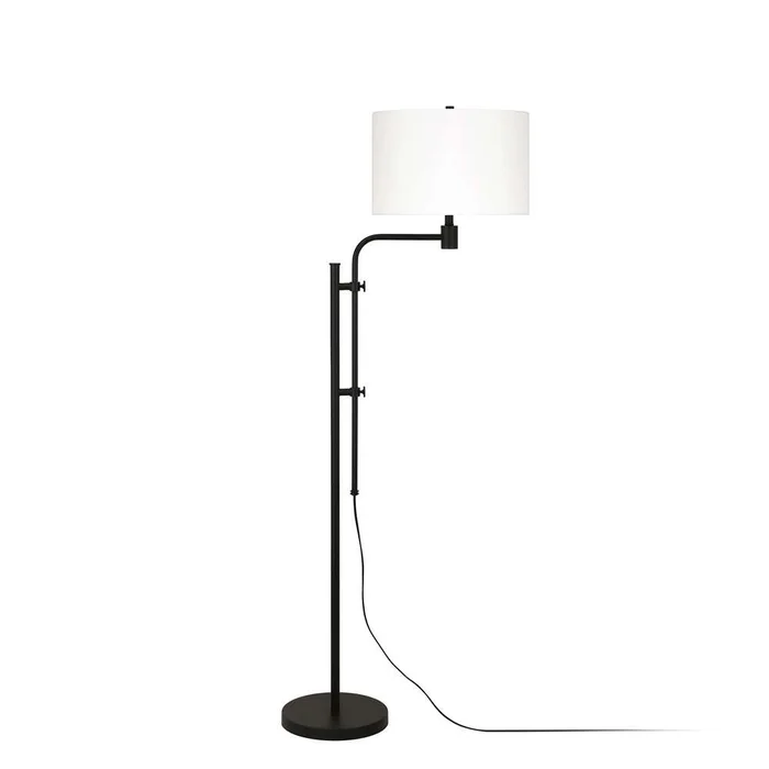 Hudson & Canal – Polly Height-Adjustable Floor Lamp with Fabric Shade in Blackened Bronze/White – FL0370