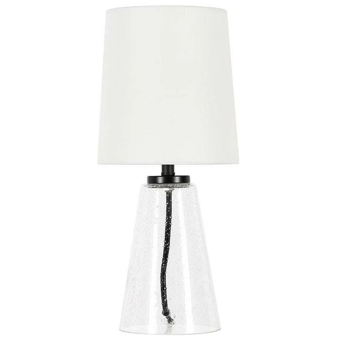 Hudson & Canal – Quimby 15.75in Tall Mini Lamp with Fabric Shade in Seeded Glass/White – ML0921