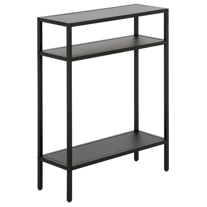 Hudson & Canal – Ricardo 22in Wide Rectangular Console Table with Metal Shelves in Blackened Bronze – AT1170