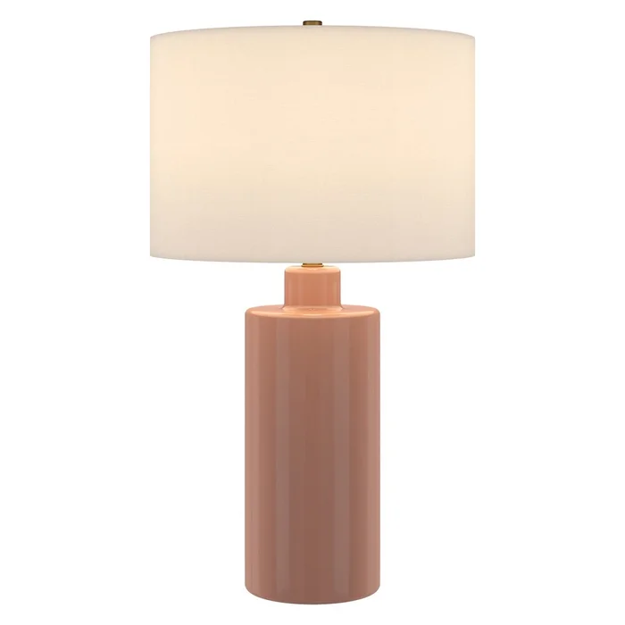 Hudson & Canal – Selina 25in Tall Ceramic Table Lamp with Fabric Shade in Dusty Pink/White – TL2319