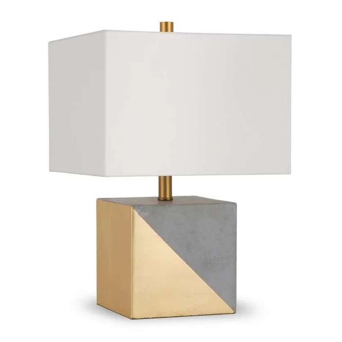 Hudson & Canal – Severin 18.5in Tall Gold-Dipped Concrete Table Lamp with Fabric Shade in Gold and Concrete/White – TL0029