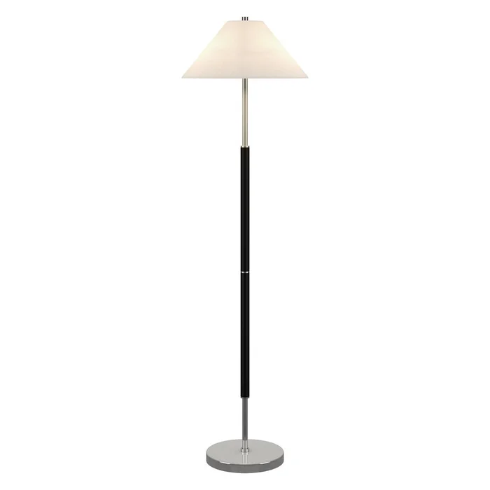 Hudson & Canal – Simona 2-Light Floor Lamp with Fabric Shade in Matte Black/Polished Nickel – FL2039
