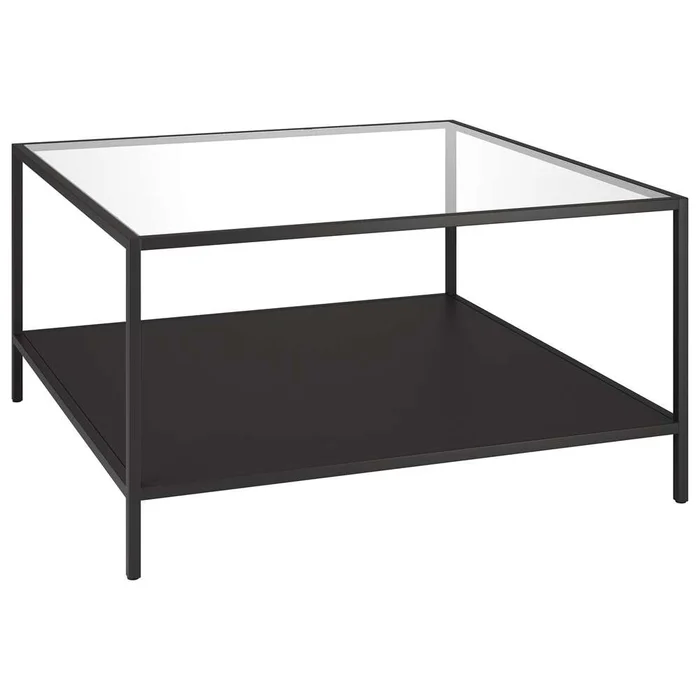 Hudson & Canal – Sivil Square 32in Wide Coffee Table with Metal Shelf in Blackened Bronze – CT1682