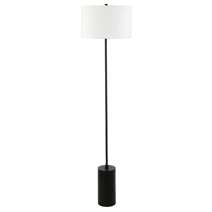 Hudson & Canal – Somerset 64in Tall Floor Lamp with Fabric Shade in Blackened Bronze/White – FL0734