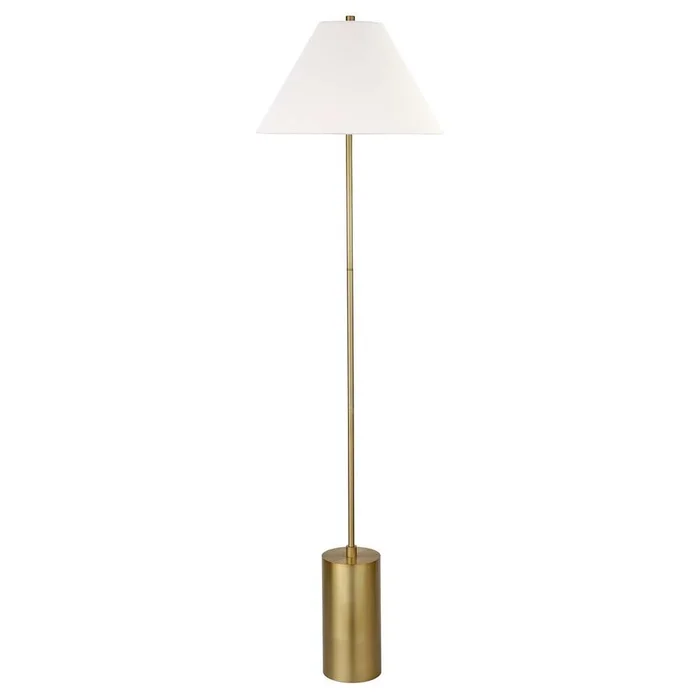 Hudson & Canal – Somerset 64in Tall Floor Lamp with Fabric Shade in Brushed Nickel/White – FL1476