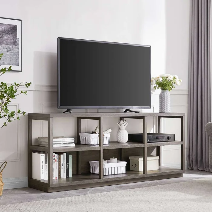 Hudson & Canal – Thalia Rectangular TV Stand for TVs up to 75in in Alder Brown – TV1276