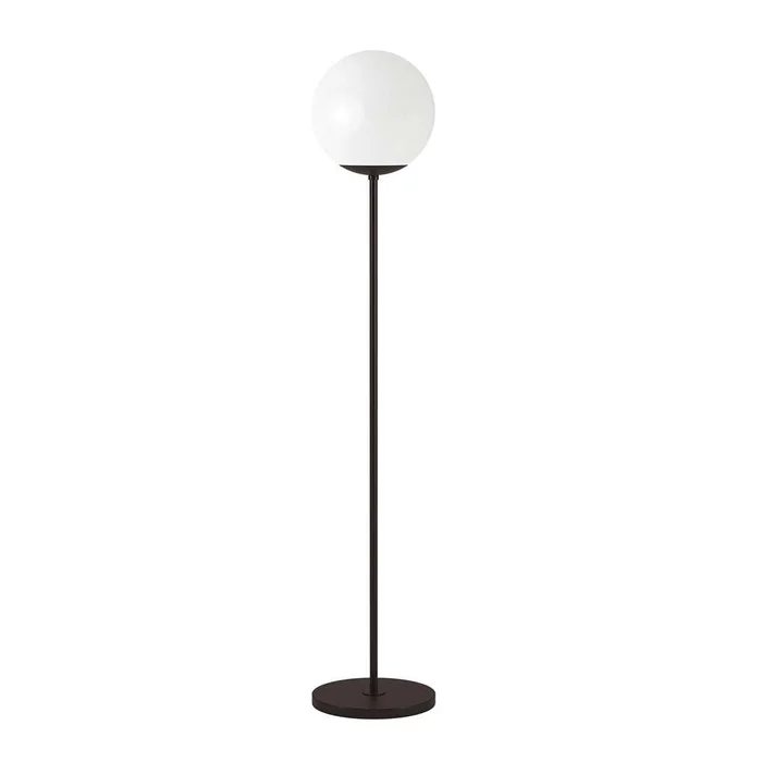 Hudson & Canal – Theia Globe & Stem Floor Lamp with Plastic Shade in Brushed Nickel/White – FL0152