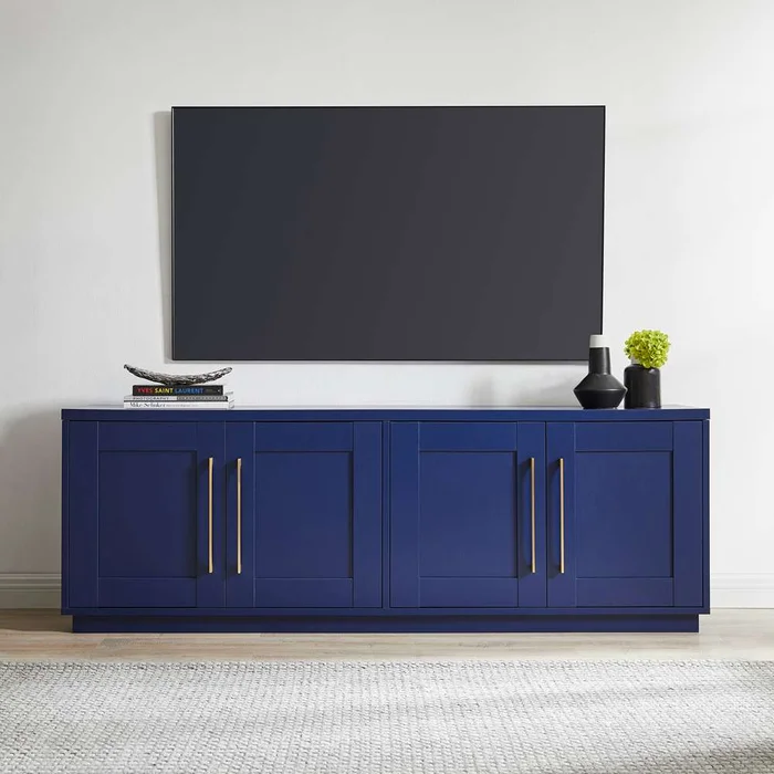 Hudson & Canal – Tillman Rectangular TV Stand for TVs up to 75in in Dark Blue – TV1923