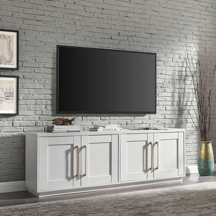Hudson & Canal – Tillman Rectangular TV Stand for TVs up to 75in in White – TV1638