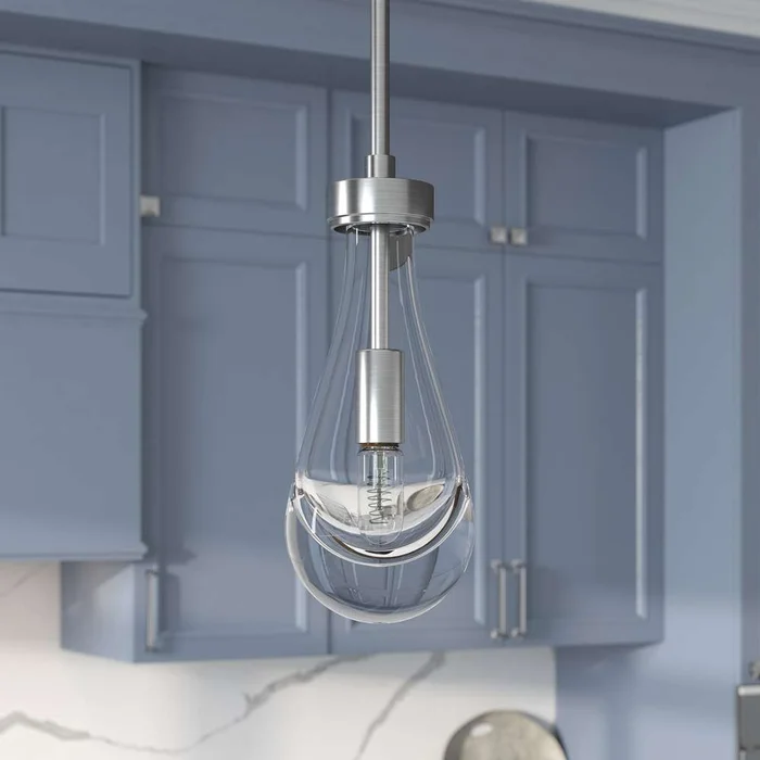 Hudson & Canal – Twyla 5in Wide Pendant with Glass Shade in Brushed Nickel/Clear – PD1831