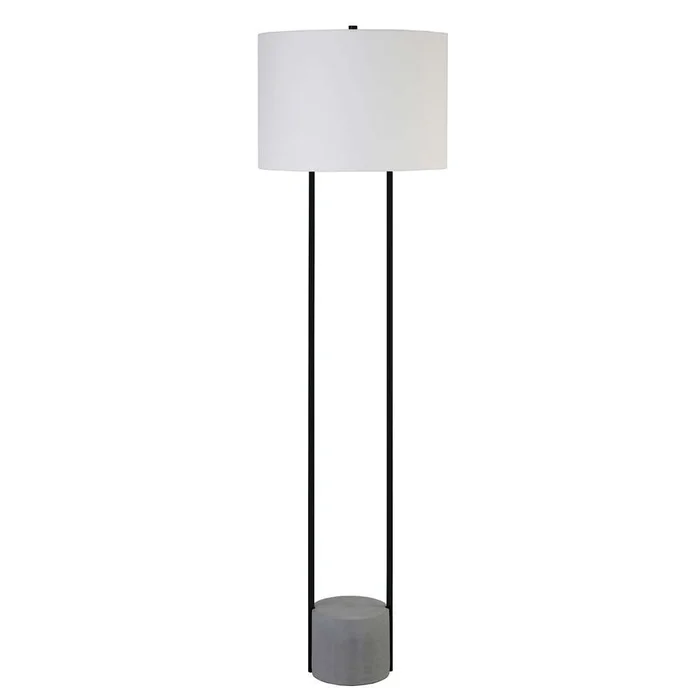 Hudson & Canal – Uma 65.5in Tall Floor Lamp with Fabric Shade in Blackened Bronze/Concrete/White – FL1206