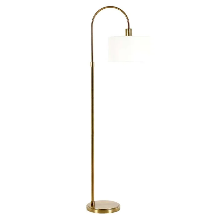 Hudson & Canal – Veronica Arc Floor Lamp with Fabric Shade in Antique Brass/White – FL0724