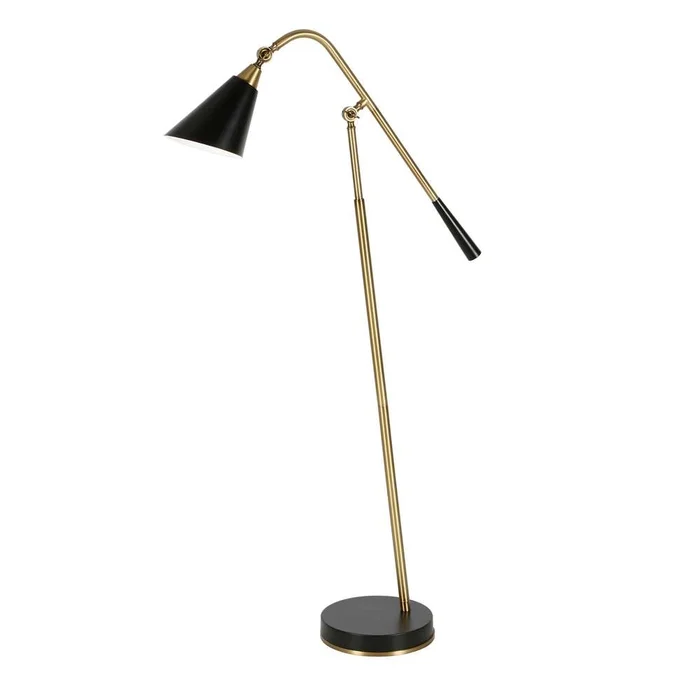 Hudson & Canal – Vidal Two-Tone/Tilting Floor Lamp with Metal Shade in Brass/Matte Black/Matte Black – FL0420