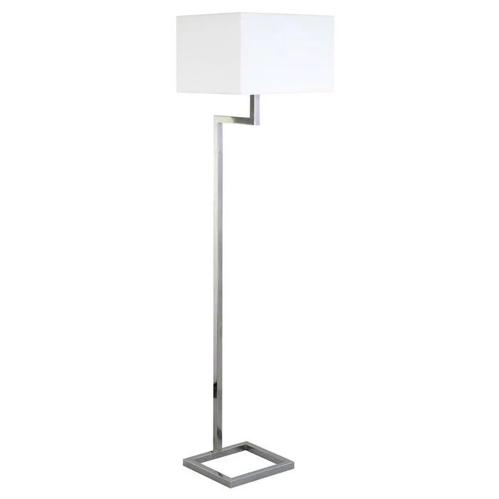 Hudson & Canal – Xavier 64in Tall Floor Lamp with Fabric Shade in Polished Nickel/White – FL1099