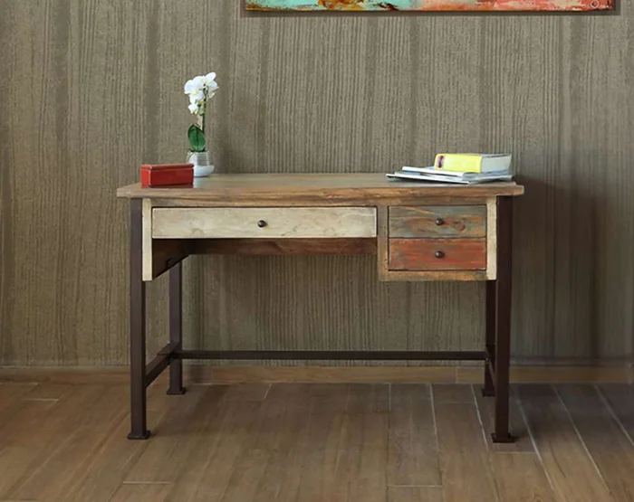 IFD – Antique Multicolor 3 Drawers Desk – IFD968DESK