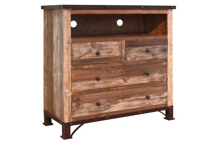 IFD – Antique Multicolor 4 Drawer Media Chest – IFD966CHEST-TV