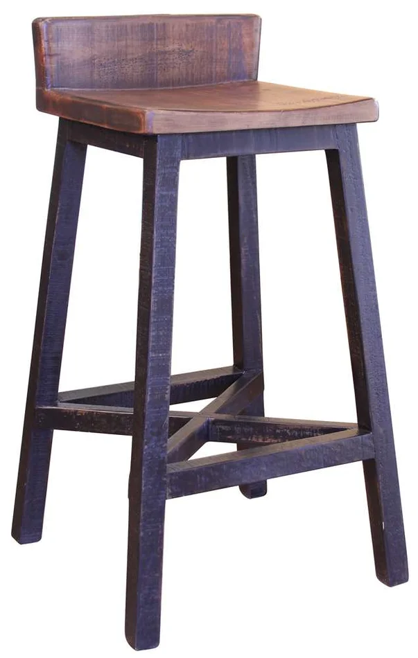 IFD – Pueblo Black 30 Stool w/Wooden Seat & Base- Black Finish (Set of 2) – IFD370BS30