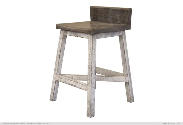 IFD – Stone 24 Stool -w/Wooden Seat & Base- Stone Finish (Set of 2) – IFD470BS24