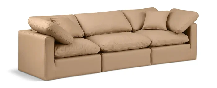 Indulge – Faux Leather 3 Seat Modular Sofa – Tan
