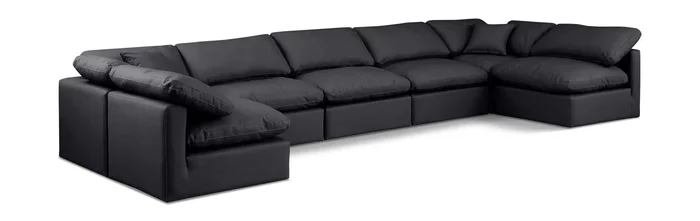 Indulge – Faux Leather 7 Piece Modular U-Shaped Sectional