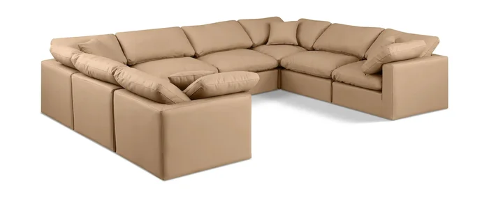 Indulge – Faux Leather 8 Piece Modular Sectional – Tan