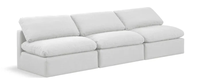 Indulge – Linen 3 Seat Modular Armless Sofa – White