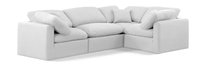 Indulge – Linen 4 Piece Modular Corner Sectional – White