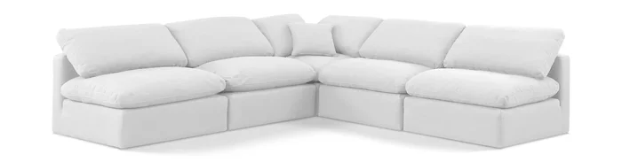 Indulge – Linen 5 Piece Modular Corner Armless Sectional – White