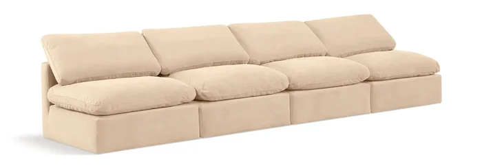 Indulge – Velvet 4 Seat Modular Armless Sofa