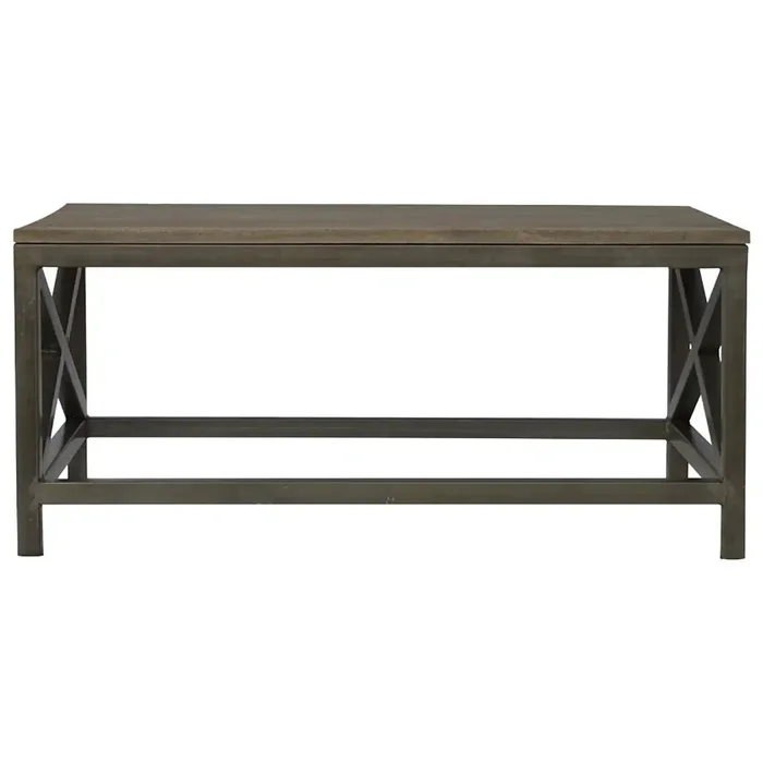 Industrial Cross Metal Coffee Table – Pewter