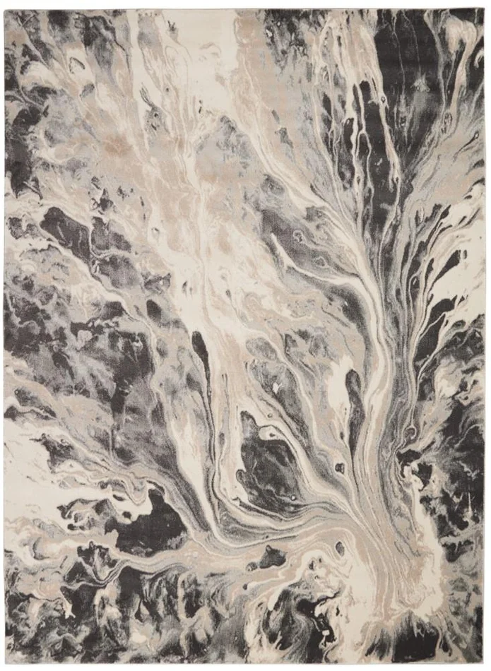 Inspire Me! Home Decor – Elegance FAR01 7 x 10 Grey and White Contemporary Area Rug – FAR01-99446818324