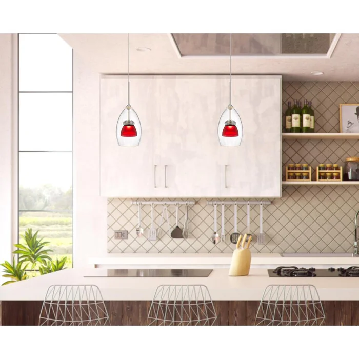 Integrated Dimmable Led Double Glass Mini Pendant Light. 6W, 450 Lumen, 3000K, Frosted Red By Cal Lighting – Frosted Red