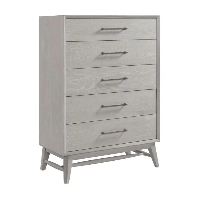 Intercon Furniture – Bayside Chest, 5 Drawer in White – BY-BR-9805-WHT-C