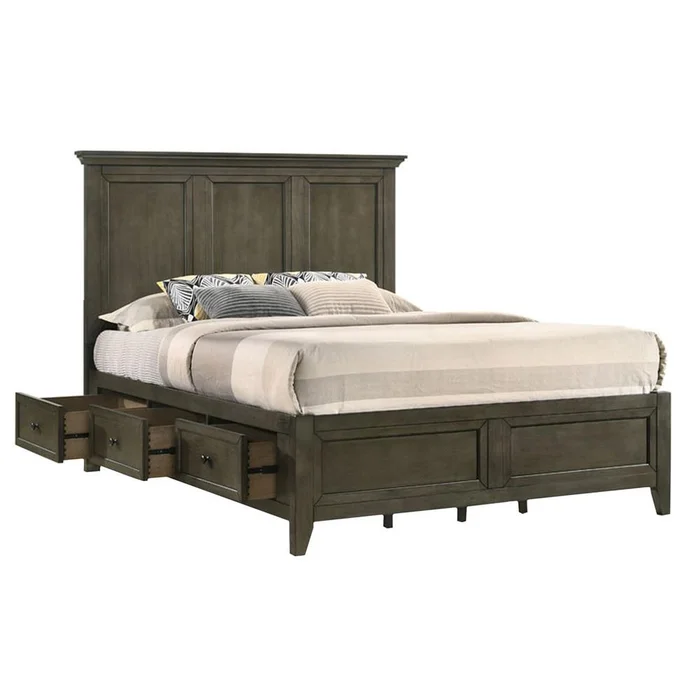 Intercon Furniture – San Mateo Complete Queen Storage Bed in Gray Finish